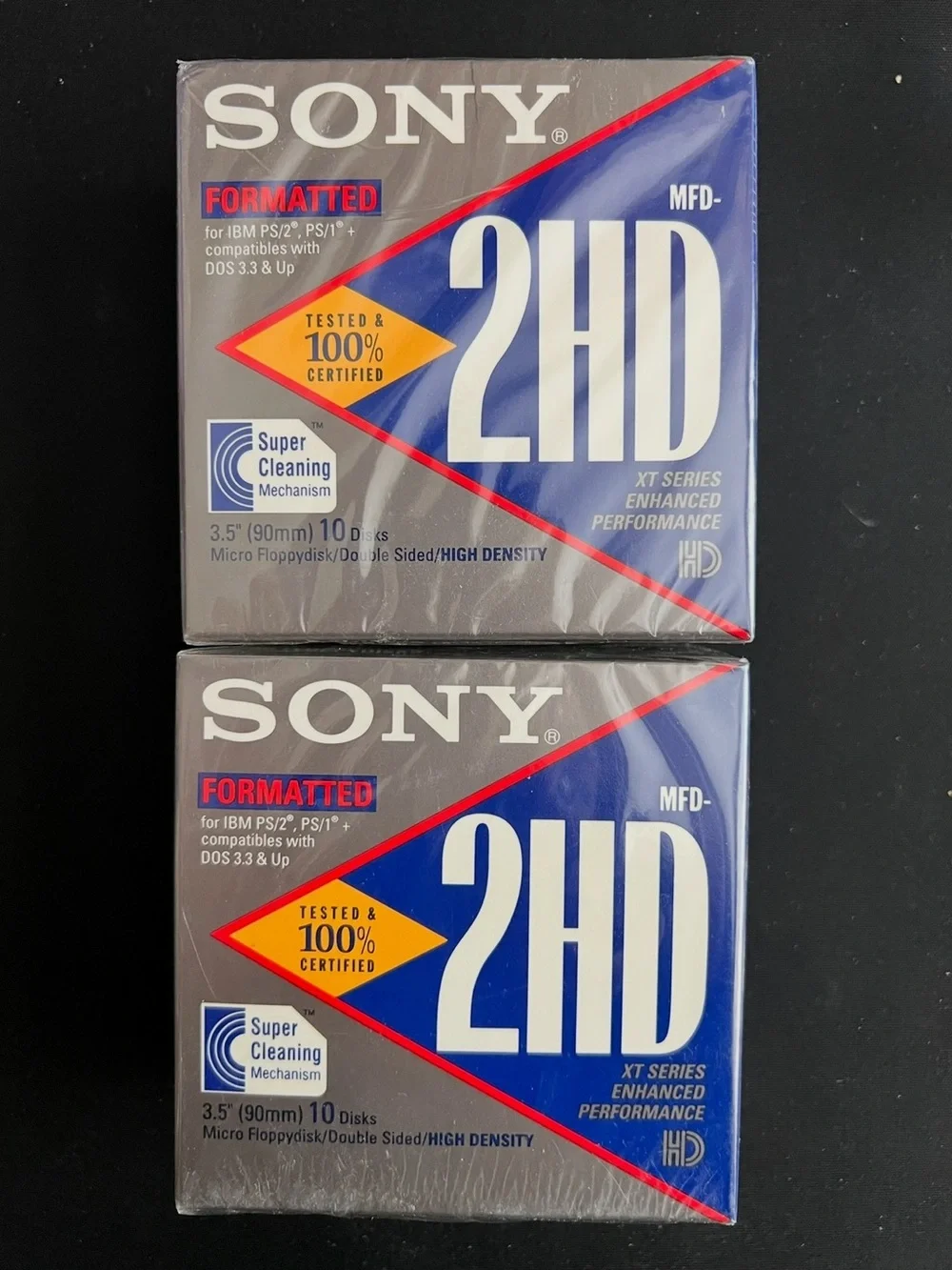 Sony 2HD Floppy Disk Packs in Blue, Gray and Red Accent